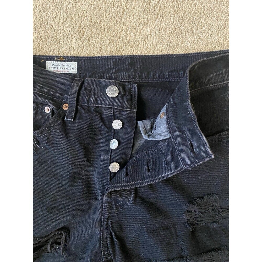 Levi's 501® Original Cropped Distressed Black Women's Jeans Size 24 - Picture 4 of 16